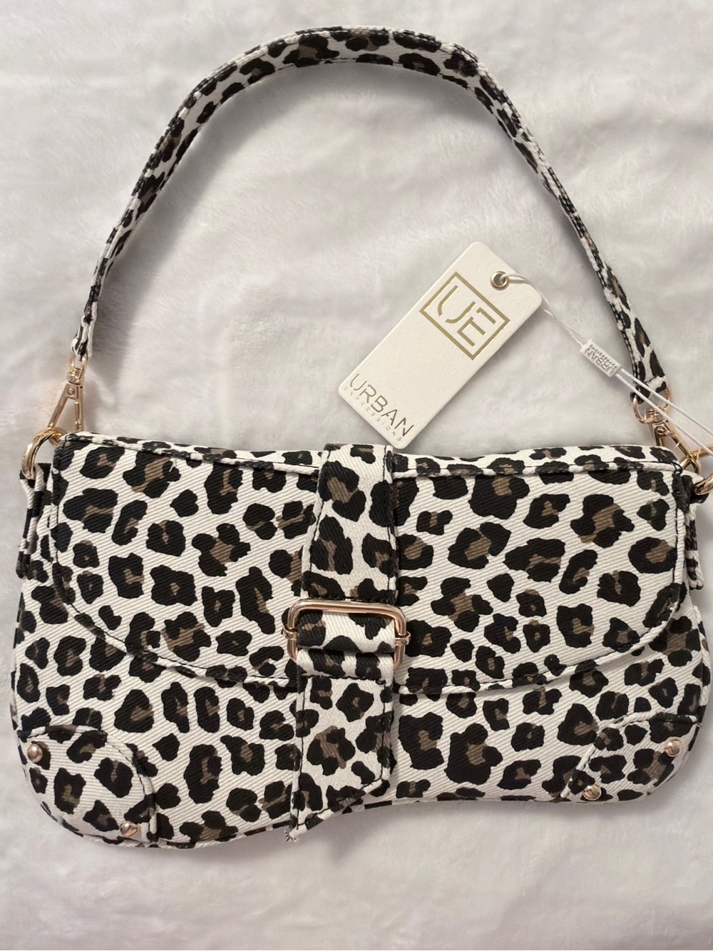 Urban Expressions Leopard Print Shoulder Bag - White, Black & Brown